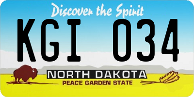 ND license plate KGI034