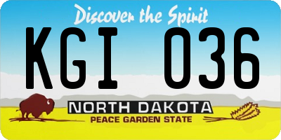 ND license plate KGI036