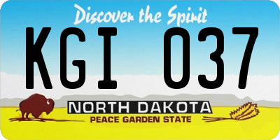 ND license plate KGI037