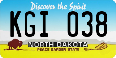 ND license plate KGI038
