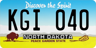ND license plate KGI040