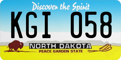 ND license plate KGI058