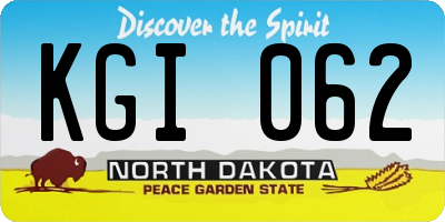 ND license plate KGI062