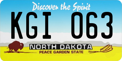 ND license plate KGI063