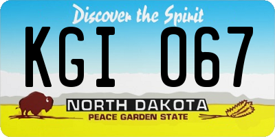 ND license plate KGI067