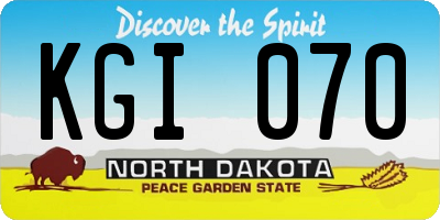 ND license plate KGI070