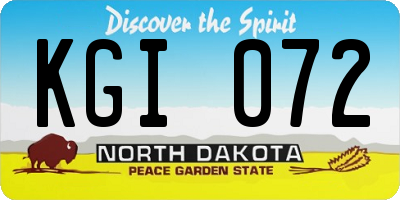 ND license plate KGI072