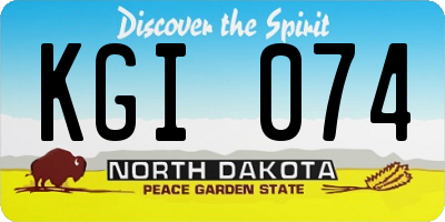 ND license plate KGI074