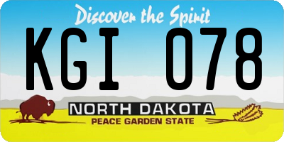 ND license plate KGI078