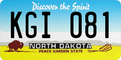 ND license plate KGI081