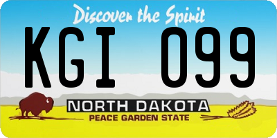ND license plate KGI099