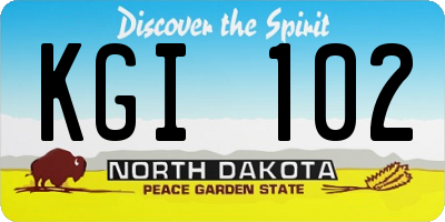 ND license plate KGI102