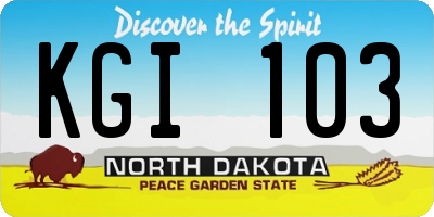 ND license plate KGI103