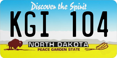 ND license plate KGI104