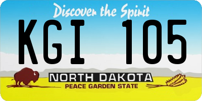 ND license plate KGI105