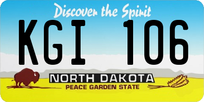 ND license plate KGI106