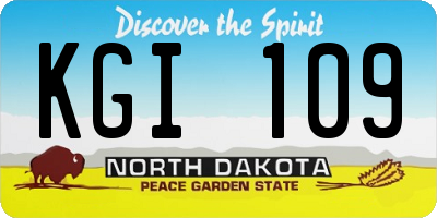 ND license plate KGI109