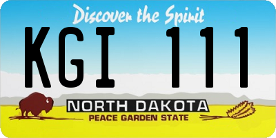 ND license plate KGI111