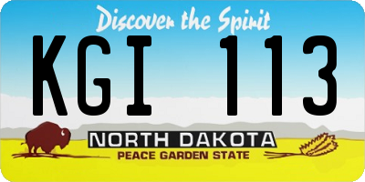 ND license plate KGI113