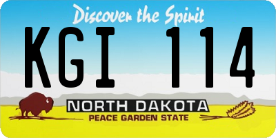ND license plate KGI114