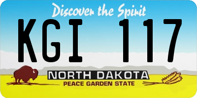 ND license plate KGI117