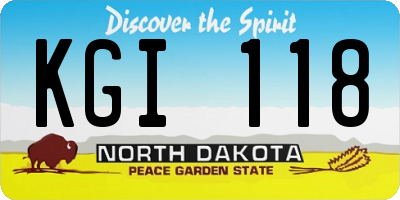 ND license plate KGI118