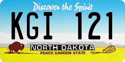 ND license plate KGI121
