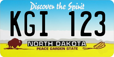 ND license plate KGI123