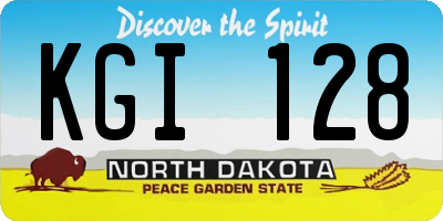 ND license plate KGI128