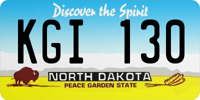 ND license plate KGI130