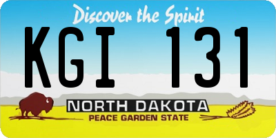 ND license plate KGI131