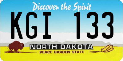 ND license plate KGI133