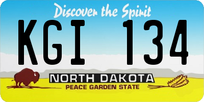 ND license plate KGI134