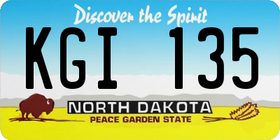 ND license plate KGI135