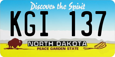 ND license plate KGI137