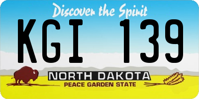 ND license plate KGI139