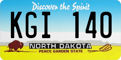 ND license plate KGI140