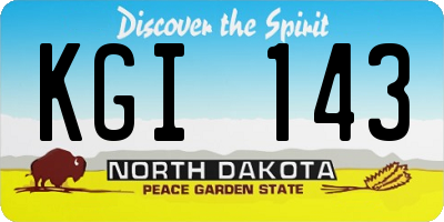 ND license plate KGI143