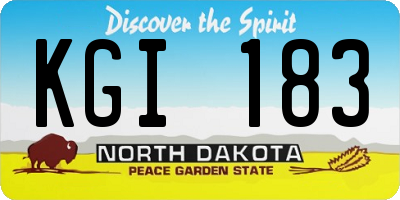 ND license plate KGI183