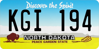 ND license plate KGI194