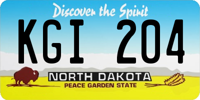 ND license plate KGI204