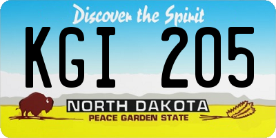 ND license plate KGI205