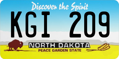 ND license plate KGI209
