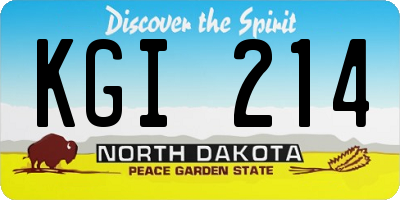 ND license plate KGI214