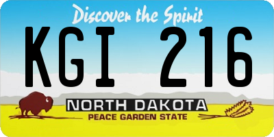 ND license plate KGI216