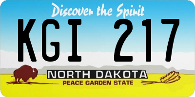 ND license plate KGI217