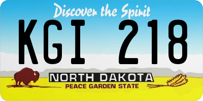 ND license plate KGI218