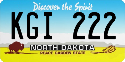 ND license plate KGI222
