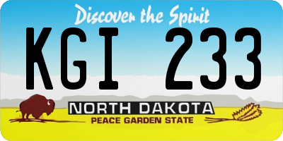 ND license plate KGI233
