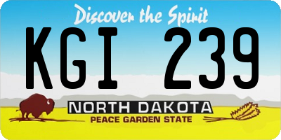 ND license plate KGI239